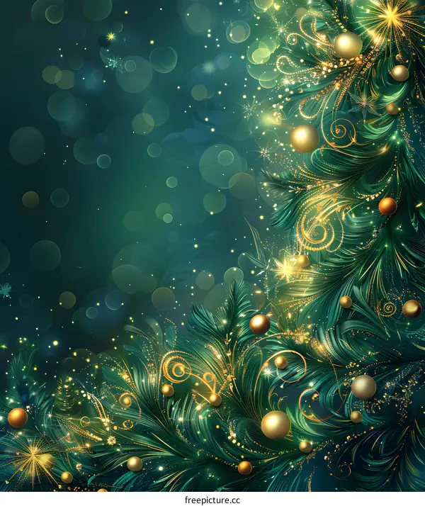 Christmas tree with golden balls