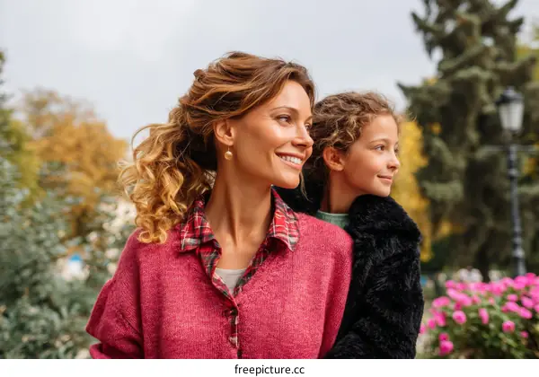 Mother and Daughter Enjoying Autumn Day Out