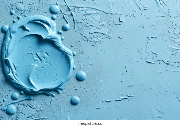 Blue Oil Paint On Blue Textured Background