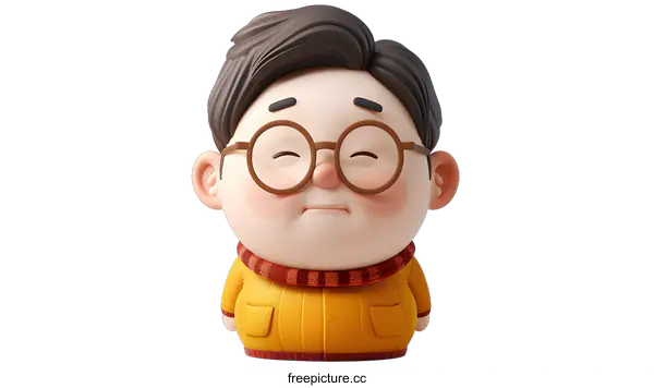[Transparent Background PNG]Cute Cartoon Boy with Glasses