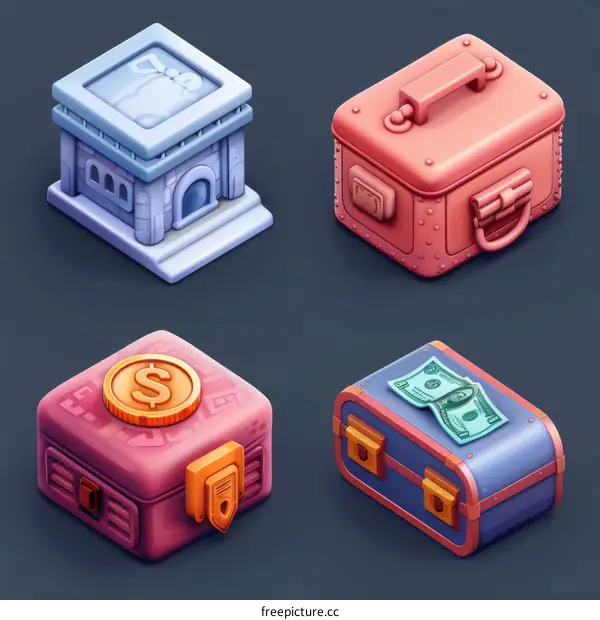 isometric treasure chests