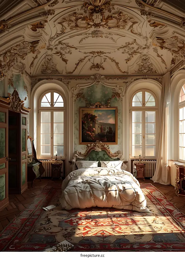 Luxury bedroom in Rococo style