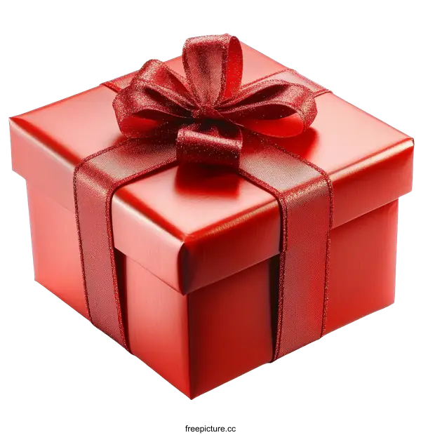 [Transparent Background PNG]Red Gift Box with Ribbon