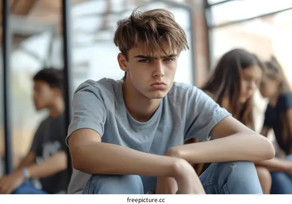 Teenage Group Portrait with Teenager Focus