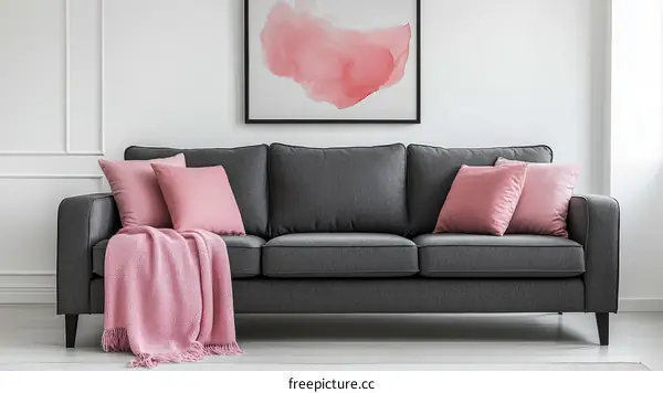Modern Living Room with Pink Accents