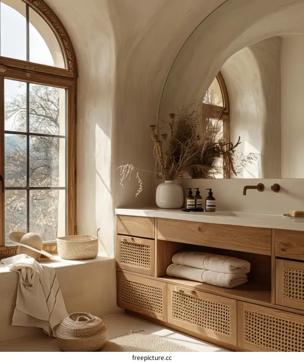 Coastal Home With Arched Openings and Natural Light