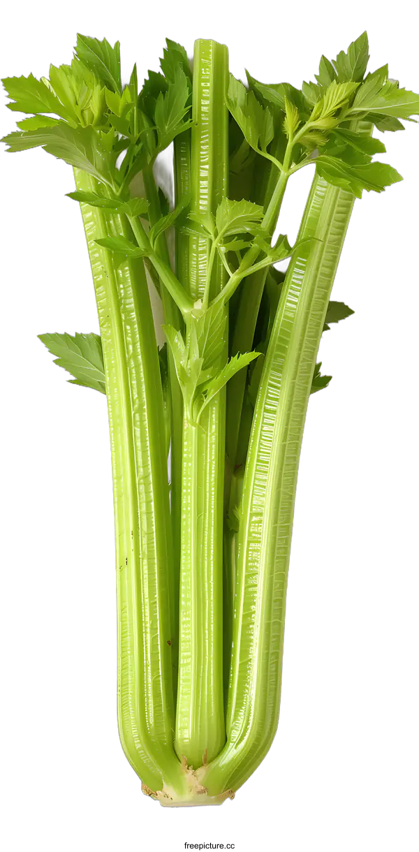 [Transparent Background PNG]Fresh Green Celery Stalks Isolated On White Background