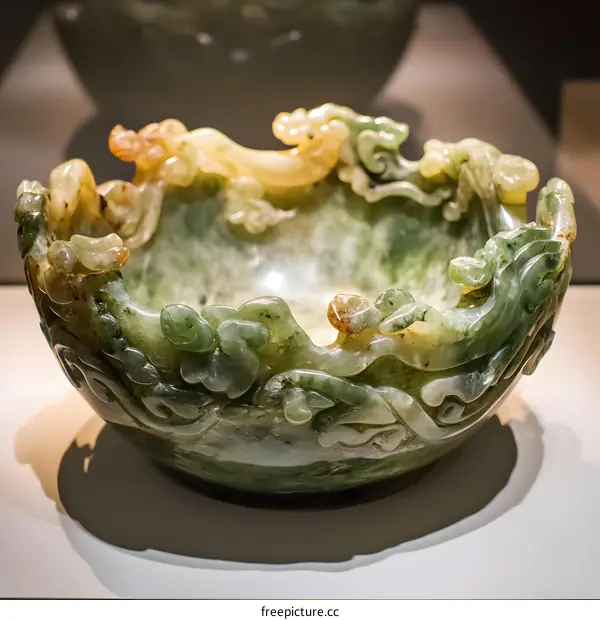 Jade Carving Bowl With Dragon Pattern