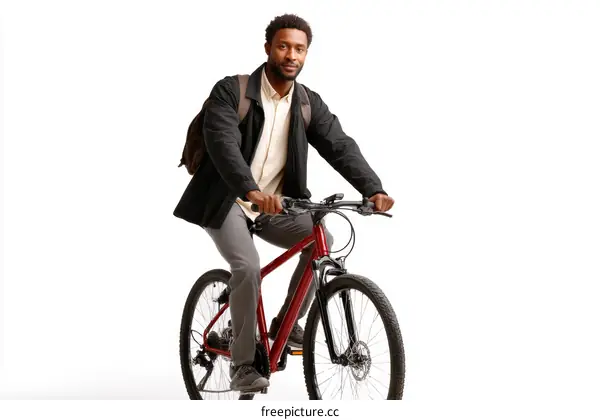 African American Man Riding a Bicycle