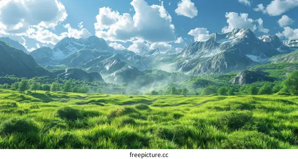 Snow-Capped Mountains and a Verdant Valley