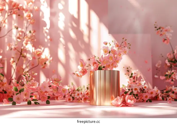 Pink Cherry Blossoms Floral Still Life Arrangement