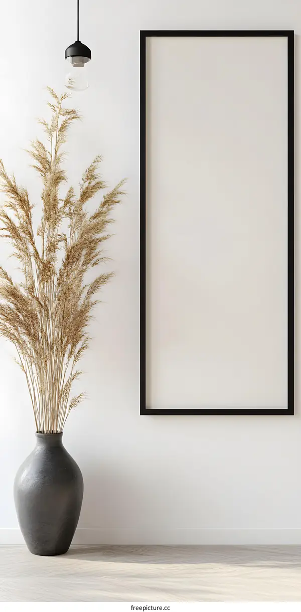 Minimalist Home Decor with Black Frame and Dried Grass