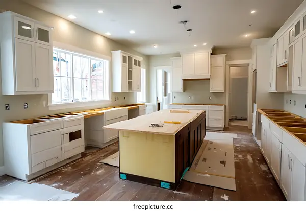 Under-Construction White Kitchen Interior