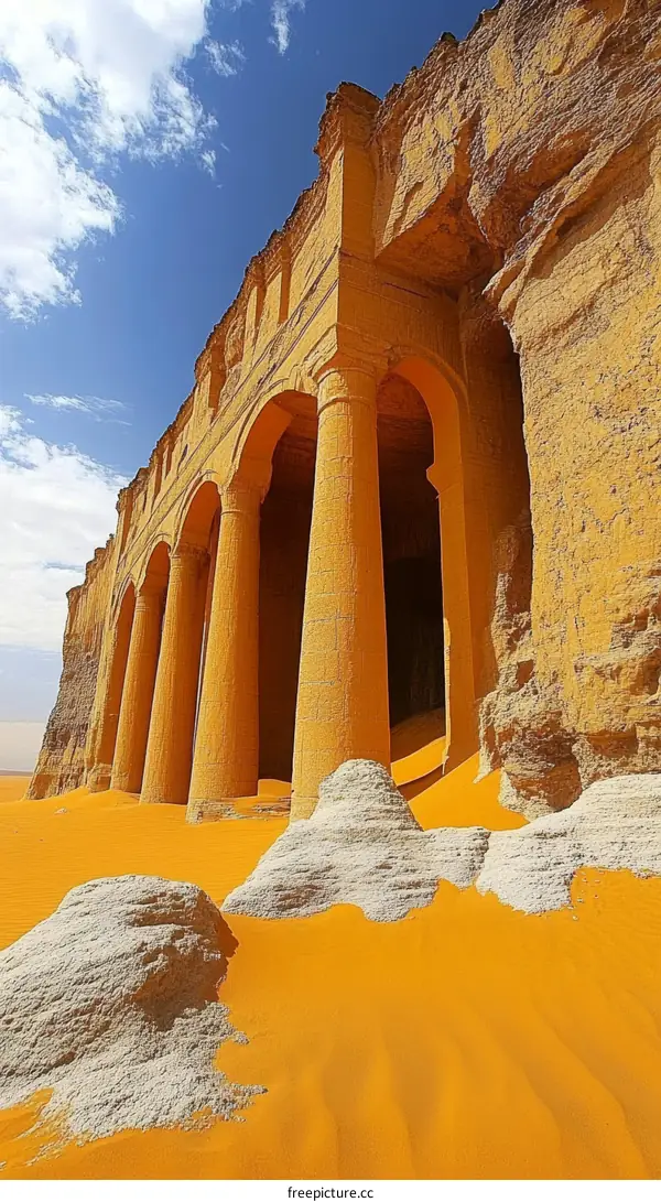 Ancient Desert Structure in Vivid Yellow Hues
