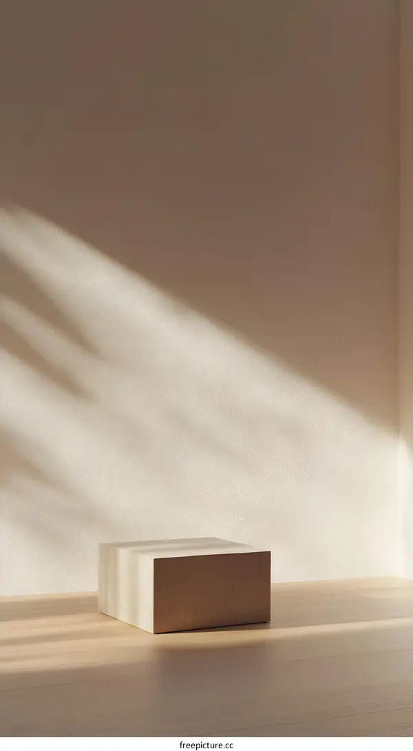Minimalist Product Display With Square Platform and Sunlight