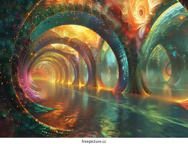 Mystical Glowing Alien Crystal Cavern