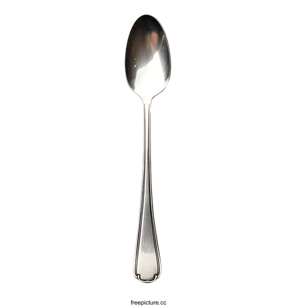 [Transparent Background PNG]Elegant Silver Spoon Close-up Against transparent background