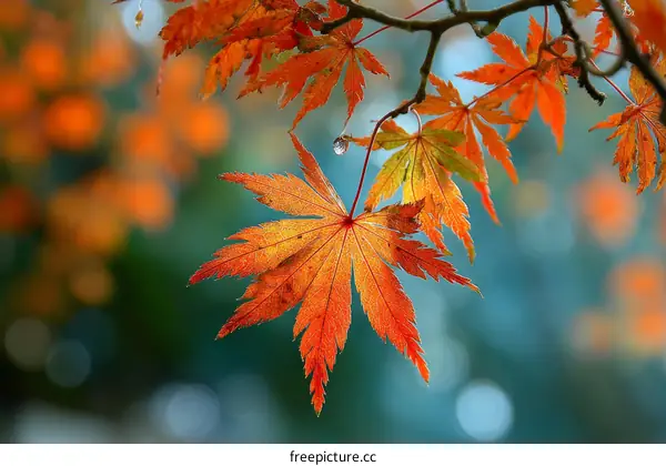 Autumnal Maple Leaves in Vibrant Hues