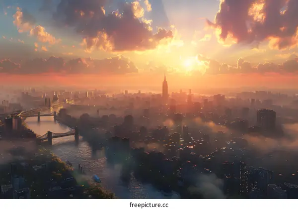 New York City Skyline Sunset