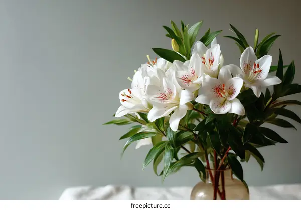 Beautiful Bouquet of White Lilies in Vase