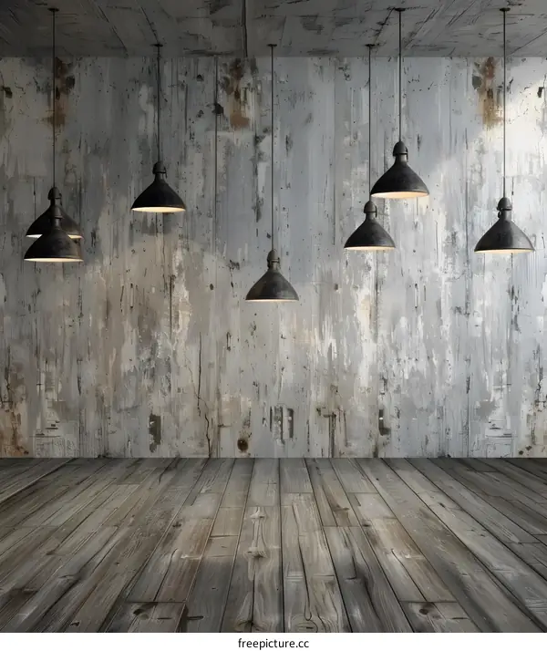 Industrial Style Interior Design with Concrete Wall and Wooden Floor