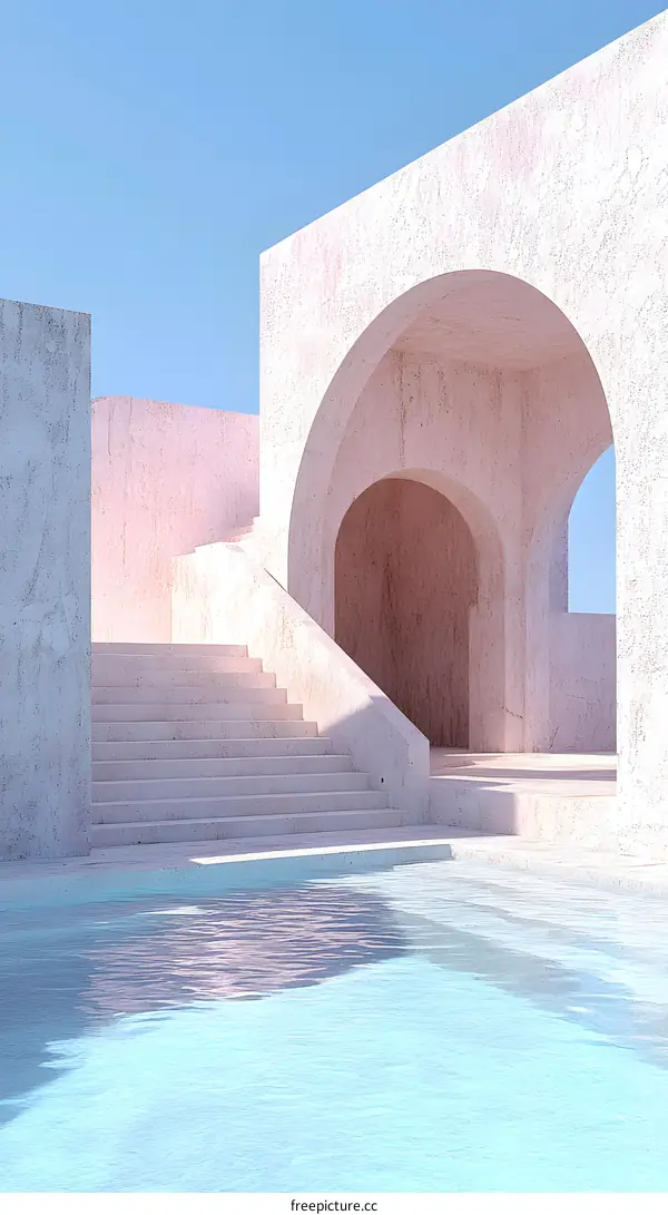 Minimalist Architecture with Swimming Pool and Arches