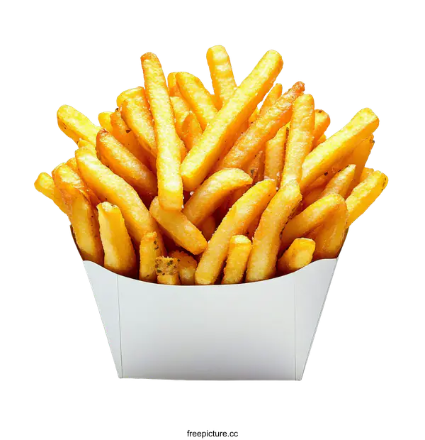 [Transparent Background PNG]Crispy French Fries in a Paper Container
