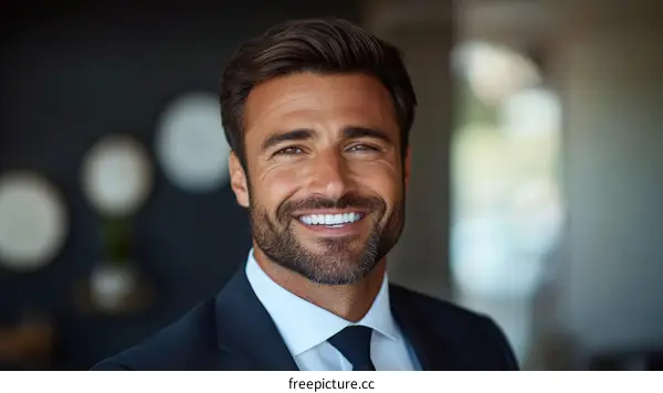 Smiling Business Man Portrait in Professional Setting