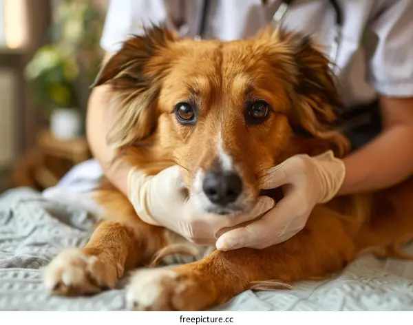 Veterinarian Examining a Dog's Teeth