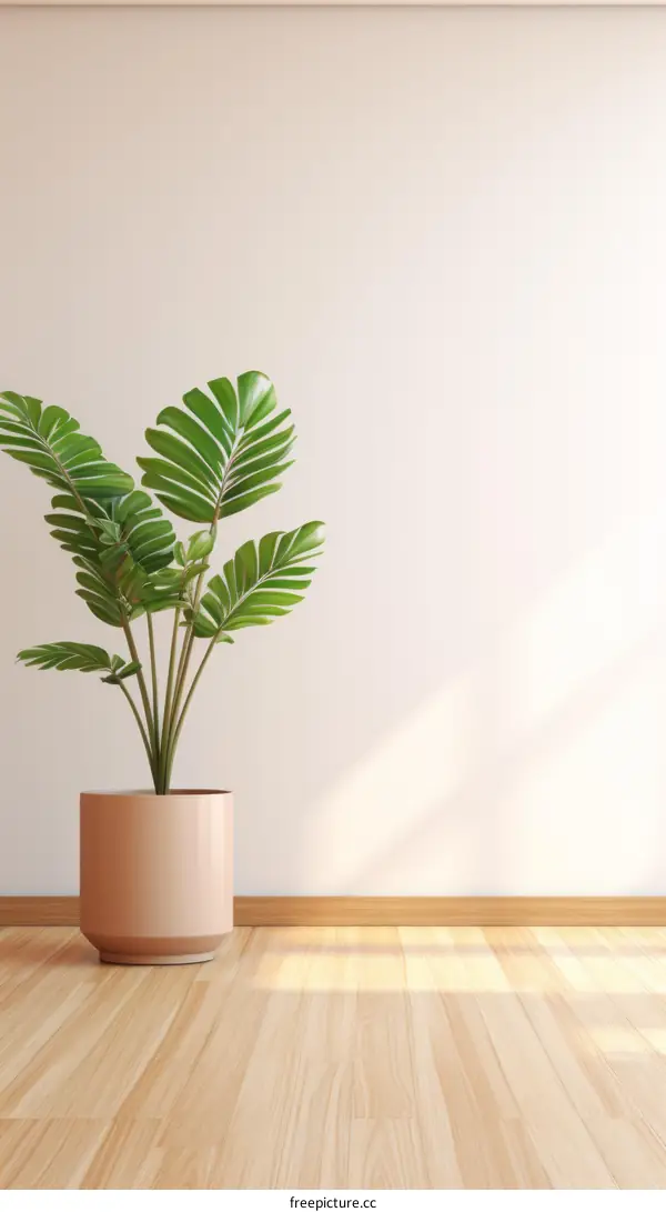 A Green Plant in a Pot in Front of a Wall