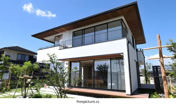 Modern Minimalist House Exterior with Wooden Accents