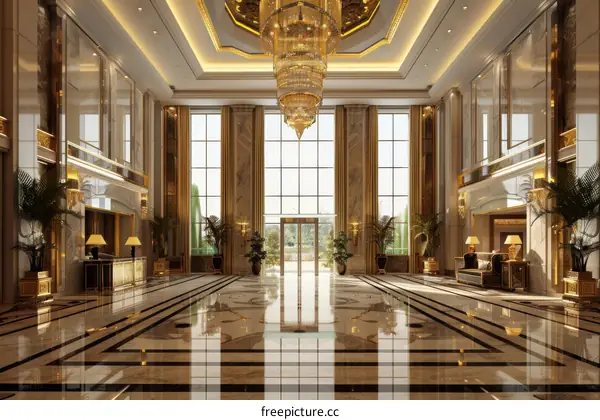 Grand Hotel Lobby: Opulent Architecture and Extravagant Interiors