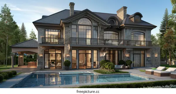 Luxurious Mansion Exhibiting Elegant Facade and Expansive Grounds