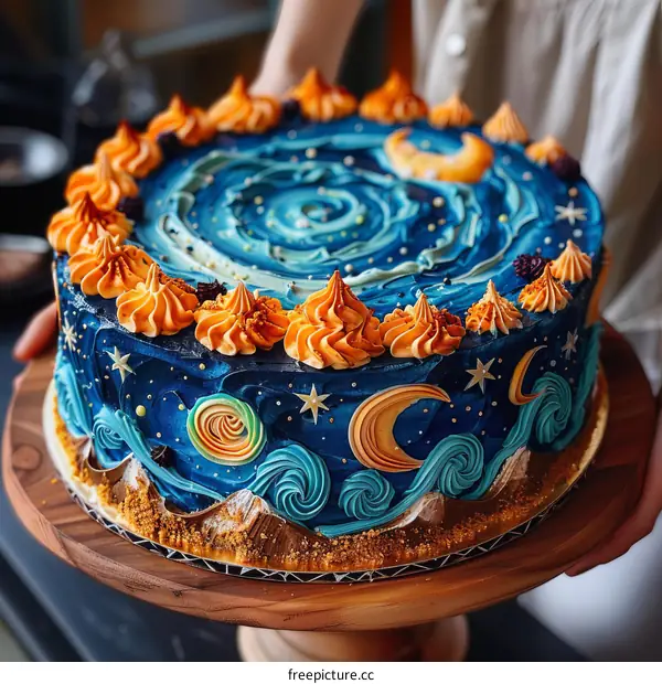 A Surreal Blue and Orange Cake