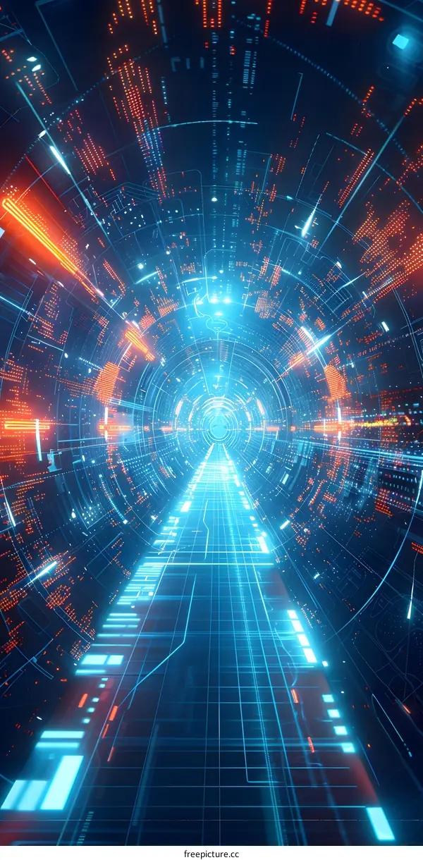 Futuristic Digital Tunnel Visualization