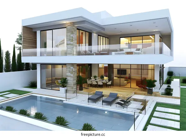 Modern Luxury Villa with Swimming Pool and Balcony