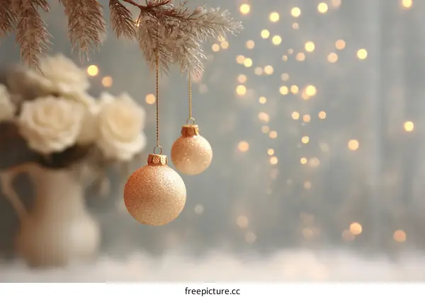 Christmas Decorations with Soft Bokeh Background