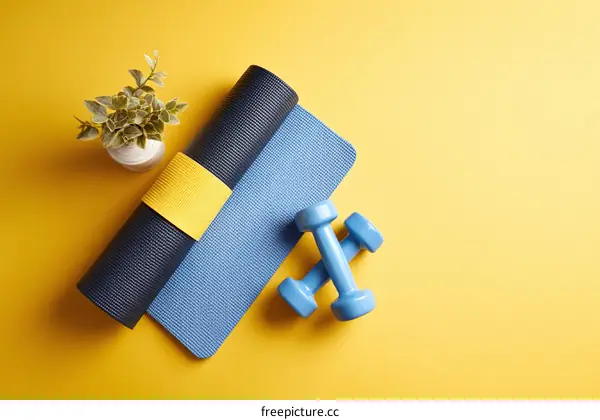 Yoga Mat and Dumbbells Fitness Equipment