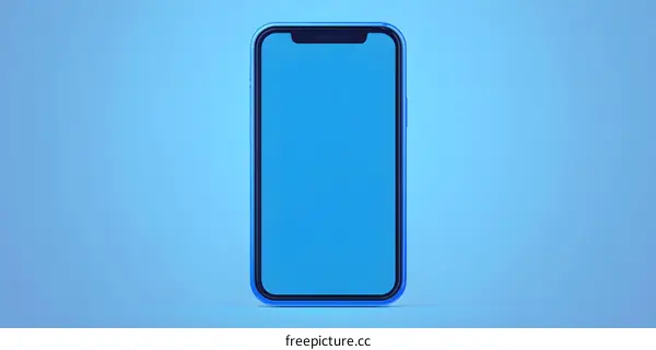 Blue Smartphone Mockup with Blue Background