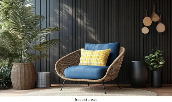 Modern Outdoor Living Area with Wicker Furniture