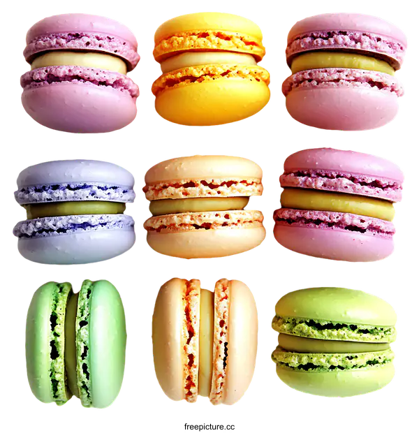 [Transparent Background PNG]Colorful Macarons Dessert Arrangement
