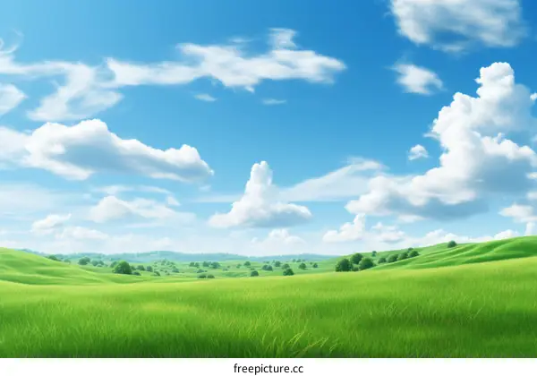 Tranquil Green Rolling Hills Landscape
