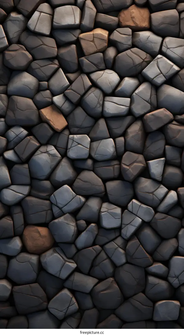 Dark grey rough stones wall texture background