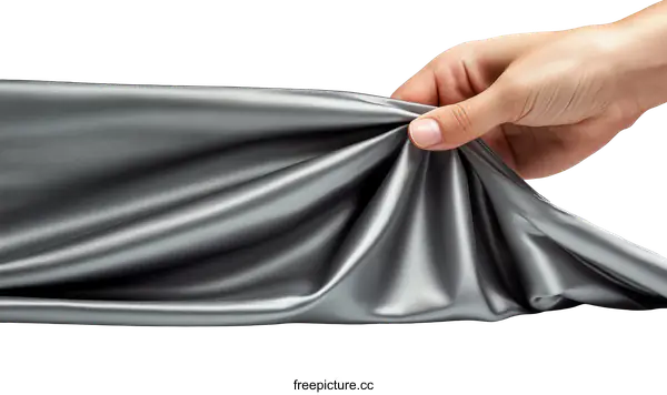 [Transparent Background PNG]Elegant Gray Satin Fabric Draped by Hand