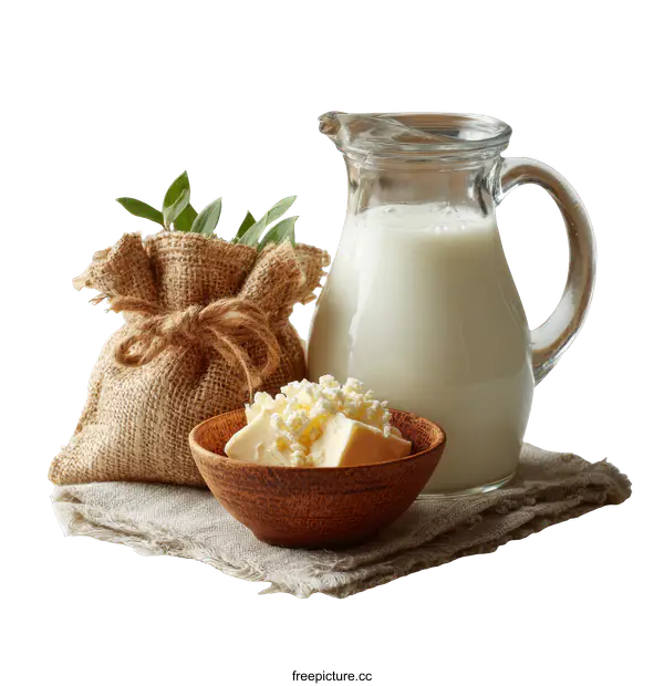 [Transparent Background PNG]Dairy Products Still Life Arrangement