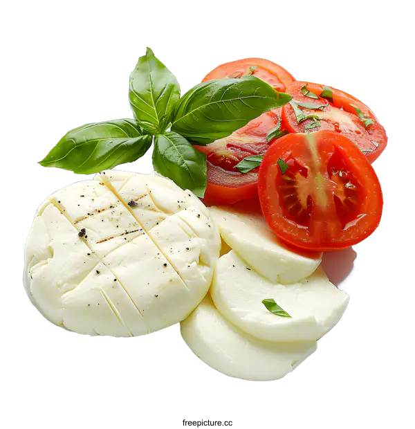 [Transparent Background PNG]Fresh mozzarella cheese and tomatoes