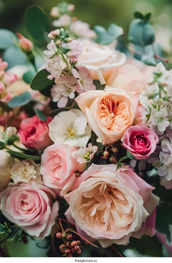 Bouquet of Pink and White Roses