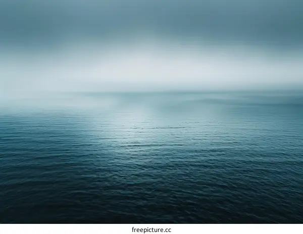 Deep Blue Ocean Surface with Horizon