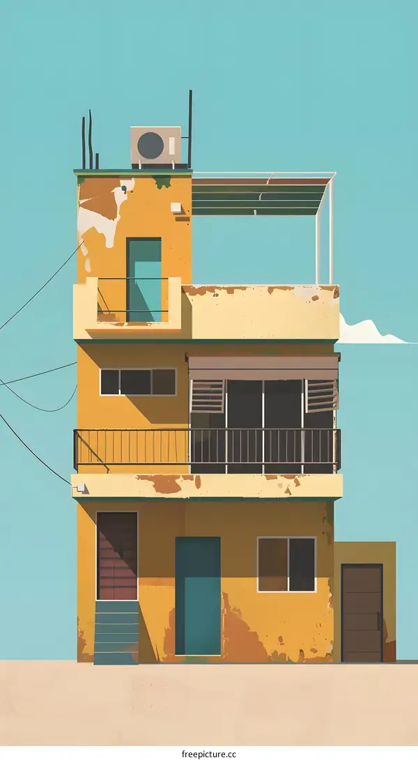 Minimalist Illustration of a Three Story Building