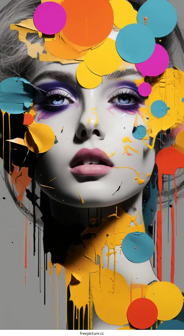 Woman with Colorful Glasses and Purple Hair